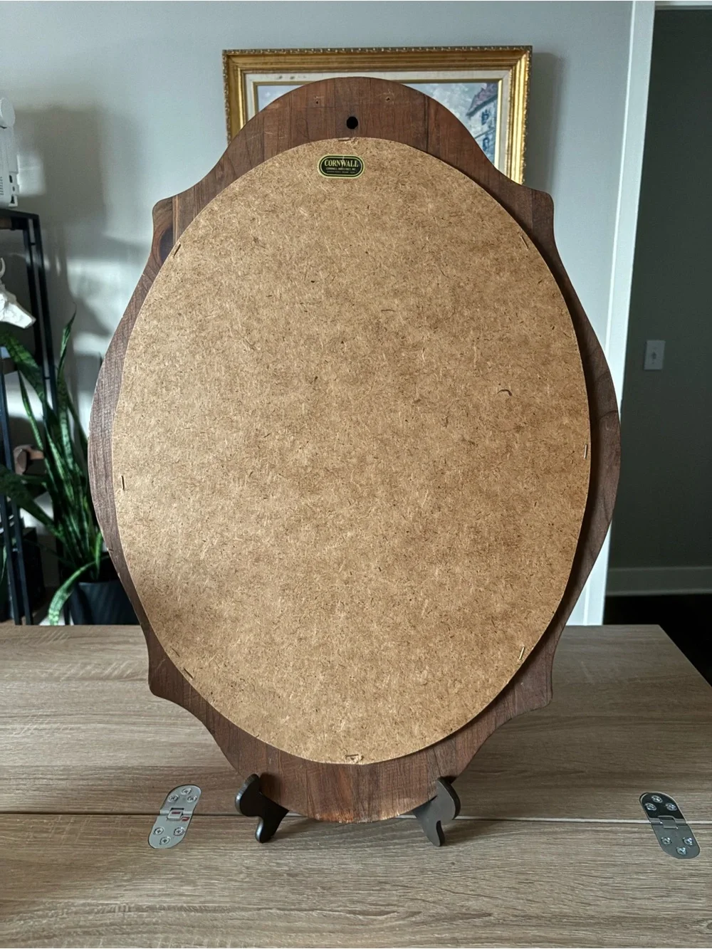 Vintage Cornwall Industries Wood Oval Wall Mirror 23x16 in